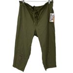 FUTURE COLLECTIVE NWT High Waisted Eyelet Pants Olive Green Size 17 Drawstring Photo 3