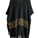 Minnie Rose  Black Southwestern Print Poncho Photo 1