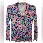 Lilly Pulitzer Oyster Bay Navy PJ Knit Button Up Long Sleeve Top (Size XXS) Photo 0