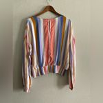 SO  Colorful Striped Print Long Sleeve Smocked Bottom  Top Blouse Junior’s XXL Photo 1