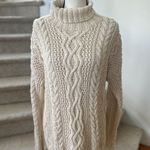 Vintage 90s Chunky Cream Cableknit Mockneck Long Sleeve Fisherman Sweater Size XL Photo 0