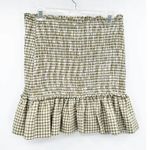 Veronica Beard  Aloya Gingham Smocked Olive White Ruffle Mini Skirt Size M NWT Photo 1