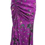Tanya Taylor Purple 100% Silk Floral Ruched High Waisted Midi Pencil Skirt Sz 2 Photo 0