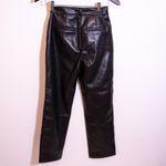 Babaton Aritzia Faux Vegan Leather mid Rise Straight Leg Trouser Pants Black 2 Photo 3