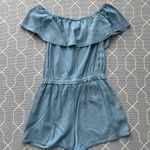 Ella Moss Womens Blue Chambray Off-The-Shoulder Drawstring Romper M BHFO 5067 Photo 2