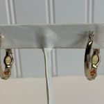Gold Hinge Back Hoop Earrings Rust Gold 1" Diameter Photo 3