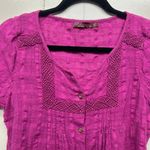 prAna  Button Front Short Sleeve Women's Pink Shirt Size Small Gauzy Photo 2