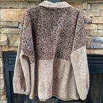 Andrée Andree XL 1X Leopard Print Brown Sherpa half zip fleece cozy pullover Photo 2