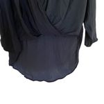 Silence + Noise Blue faux wrap cut really low high low hem long sleeve medium Photo 1