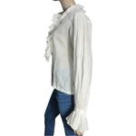 Workers for Freedom Women’s Size S White Linen Button Down Poet Shirt Blouse Photo 3