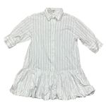 Madewell NWT Women's Bubble-Hem Mini Shirtdress Pinstripe Poplin White XL Photo 3