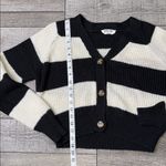 Double Zero Black and Cream Striped Cardigan Photo 3