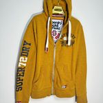 Superdry Track & Field Zip Hoodie in Mustard size Small Vintage Photo 1