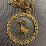 Brutalist Artisan Capricorn Zodiac Pendant – Necklace Gold Statement Medallion Photo 2