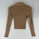 Ultra Flirt Stretch Ribbed Fitted Long Sleeve Zip Front Faux Fur Collar Sweater Photo 8