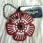 Coach  Silver Tea Rose Flower Floral Bag Charm Hang Tag Photo 0