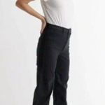 Quince Womens Organic Stretch Cotton Twill Wide-Leg Crop Pant Black 25 Photo 1
