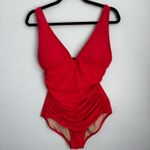 J.Crew Red Orange Ruched V - Neck One Piece Swimwear Women’s Size 10 Photo 1
