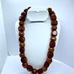 Handmade Wooden Beaded Necklace Cherry-Tone Wood Photo 0
