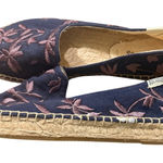 Soludos Anthropologies Navy Floral Embroidered Espadrille Flats Women 7.5 Beach Photo 0