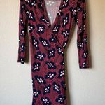 Boden Pink Blue Floral Mini Wrap Dress Womens 6P Classic Fall Casual Modest Photo 0