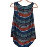 Pink Rose Floral Geometric Print High to Low Tank Blouse Top Photo 1