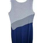Coldwater Creek NWT Navy White Striped Scoop Neck Stretchy Midi Tank Dress PXL Photo 1