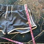 Adidas  Women’s Athletic Running Shorts Grey White Y2K Sports M Stretch Gymwear Photo 9