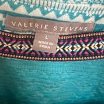 Valerie Stevens  Teal and White Patterned Open Cardigan Sz L Photo 3