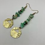 Handmade Green Chrysoprase Crystal and Gold Tone Panda Charm Dangle Earrings Photo 3