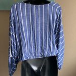 Bohemian cropped loose sleeve flowy smocked waist blouse medium Photo 5