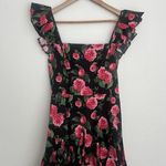 Alice + Olivia  Ginny Godet Mini Dress Square Neck Ruffle Sleeves Floral Romantic Photo 7