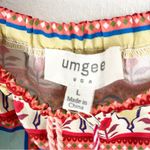 Umgee Turquoise Blue Floral Bell Sleeves Tassel On/Off Shoulders Boho Top Large Photo 2