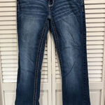 Rue 21 Med Wash Boot Low Rise Denim Jeans Size 7/8 Zip Pockets Embroidered Blue Photo 0