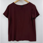 Ann Taylor  Silk Short Sleeve Crew Neck Top Burgundy Women's M Photo 0