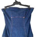 ABS Allen Schwartz ABS by Allen Schwartz Y2K 90s Denim Strapless Pleated Stretch Mini Dress size 6 Photo 3