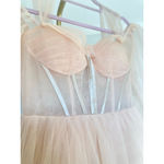 Nude Blush Tulle Corset Maxi Dress Sheer Wedding Prom Gala Coquette Romantic 2 Pink Size XS Photo 14