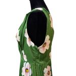 Mes Amies Green Floral Print Pleated Midi Dress Women Size 8 Garden Party Satin Photo 4