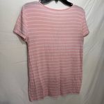 SO  Pink & White Striped Lace-Up Short Sleeve Top Soft Relaxed Fit Size Small Photo 1