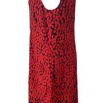 Akris Punto Wool Red Brown Print Sleeveless Knee Length Shift Dress Size 10 Photo 2