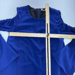 Rachel Roy Dress Womens 2 Blue Cold Shoulder‎ Bell Sleeve Shift Cocktail Party Photo 3