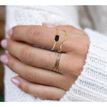 Boutique NEW‎ Yellow Gold Plated Silver Baguette Onyx Simulated Diamond Ring Sz 6 Photo 5