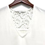 Alexis Dunn V-Neck Crochet Sleeve Top Blouse White Lace Elegant Minimalist Chic Photo 5