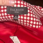 Talbots NWT  Women's Career Red White Polka Dot Wool Blend Tweed Blouse Top Sz 8p Photo 3