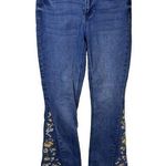 Ashley Mason Premium Embroidered Jeans 5/27 Blue Bell Bottom Flower Frayed Hem Photo 0