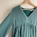 In Loom Boho Gauze Cotton Dress Teal Green Embroidered Tunic size L Size L Photo 4
