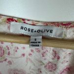 Rose + Olive Womens Floral Blouse Sz Small Smocked Waist V-Neck Colorful Everyday Photo 4