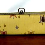 Vtg 1960’s Cat Eye Glass Case Only Retro Mid Century Gold Kiss Latch. Tan Photo 0