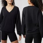 Athleta Willow V-Neck Sweatshirt Black S EUC Photo 1