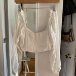 Forever 21 White Clip Dot Peasant Crop Top Photo 5